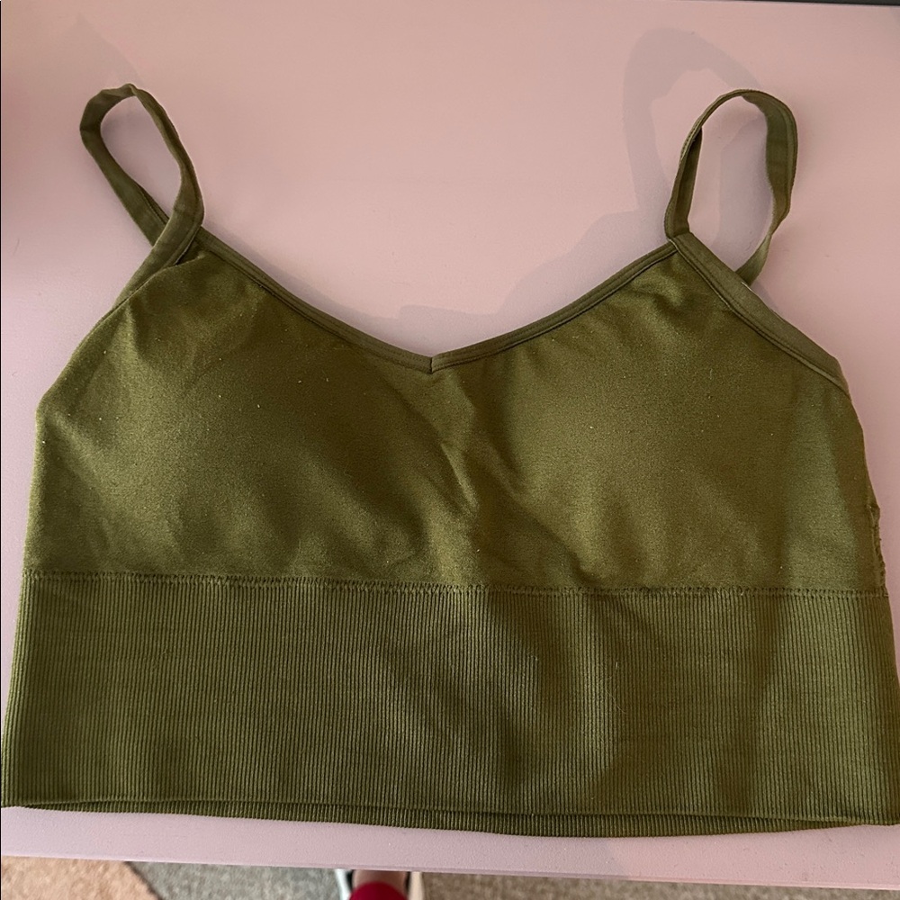 Forever 21 Khaki Green Activewear Top